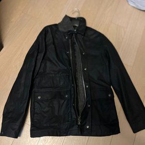 Flannel-lined Waxed Hudson Jacket in Black, Size Medium
